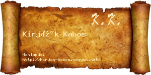 Kirják Kabos névjegykártya